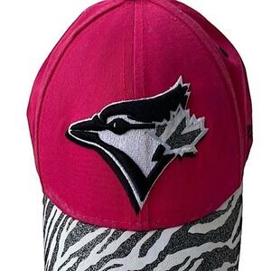 Youth New Era Toronto Blue Jays Pink Zebra Print 9FORTY Adjustable Hat Cap